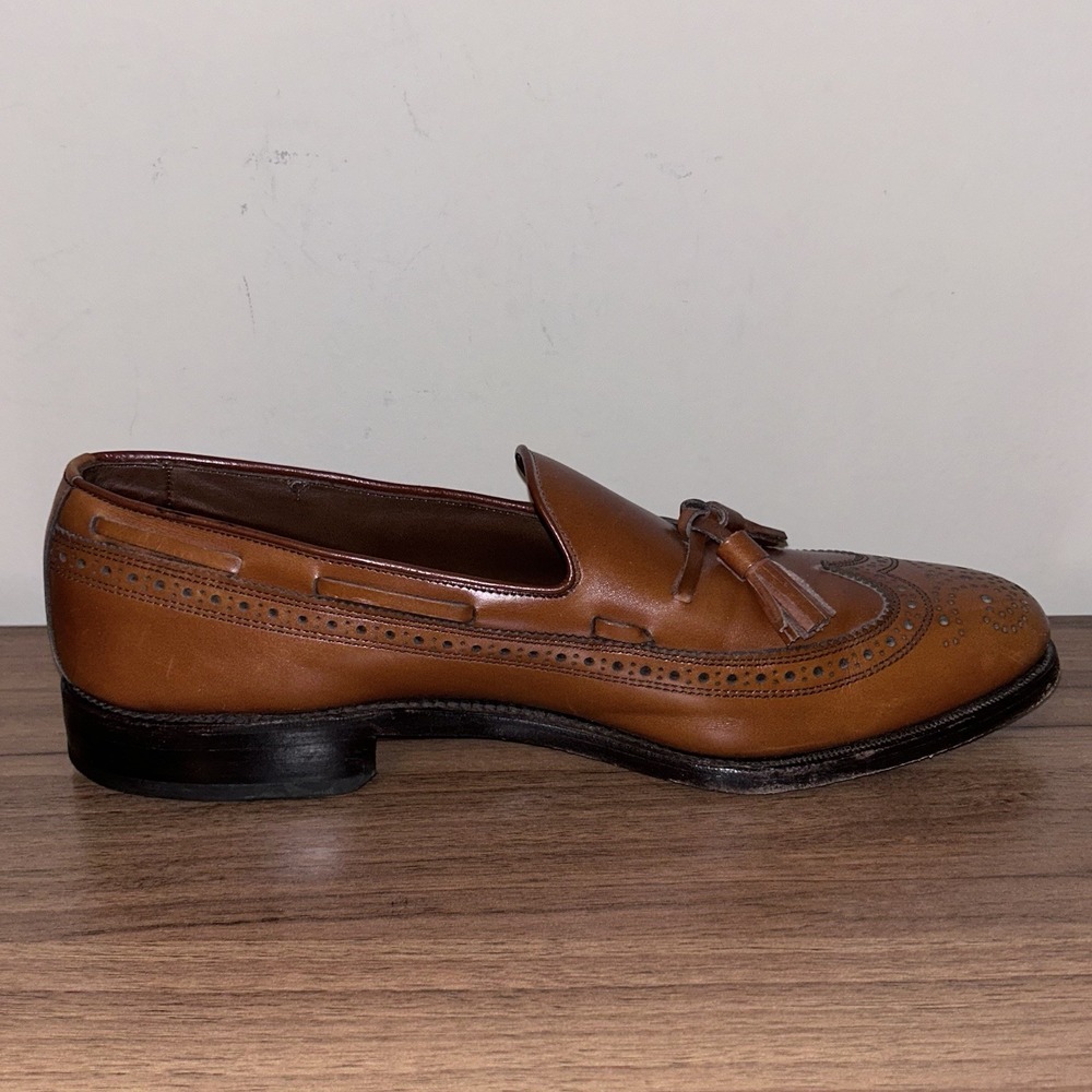 Allen Edmonds Loafers Men's 10D XX Brown Leather Longwing Tip Tassel 44640 - Picture 5 of 9